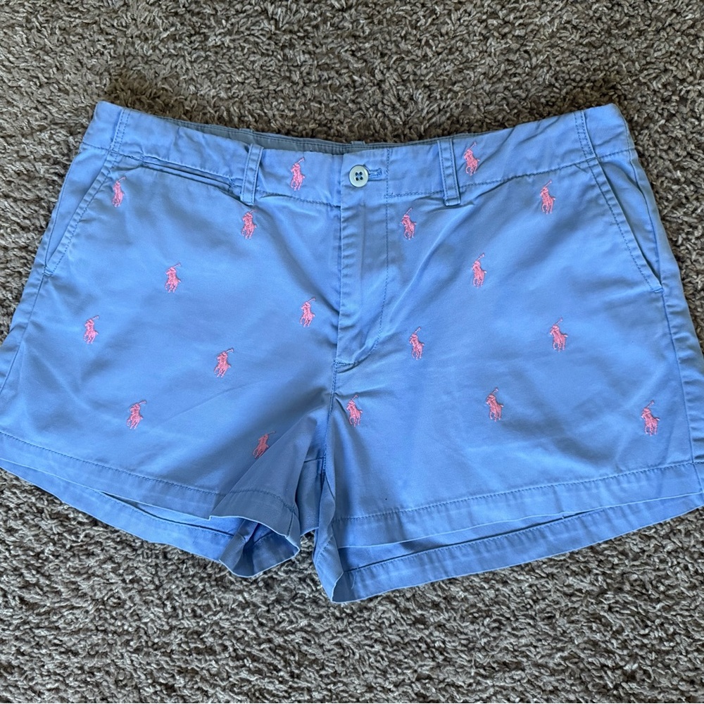 Polo by Ralph Lauren Blue Shorts with Pink Embroidery